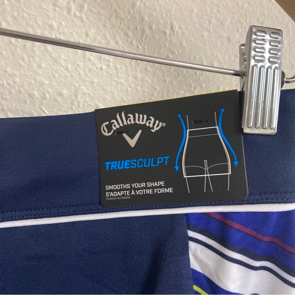 Callaway Women’s Skort Navy Blue Colorful Stripes Side Pockets Size M - Picture 5 of 15